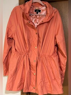 Dennis Basso Coral Hooded Drawstring Waist Coat